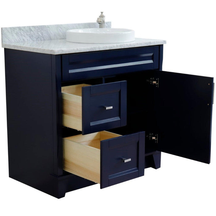 Bellaterra Home Terni 37" 1-Door 2-Drawer Blue Freestanding Vanity Set - Luxe Vanity & Tub