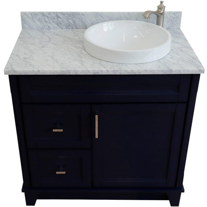 Bellaterra Home Terni 37" 1-Door 2-Drawer Blue Freestanding Vanity Set - Luxe Vanity & Tub