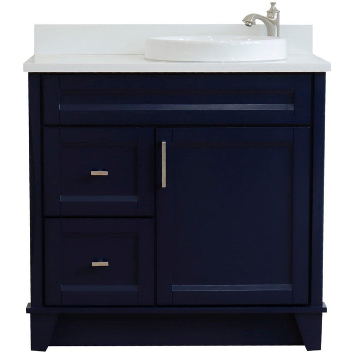 Bellaterra Home Terni 37" 1-Door 2-Drawer Blue Freestanding Vanity Set - Luxe Vanity & Tub