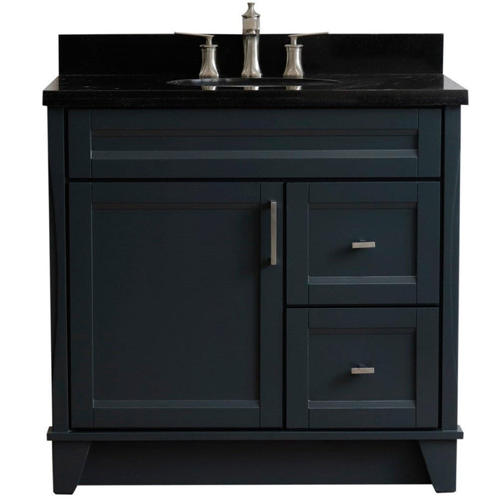 Bellaterra Home Terni 37" 1-Door 2-Drawer Dark Gray Freestanding Vanity Set - Luxe Vanity & Tub