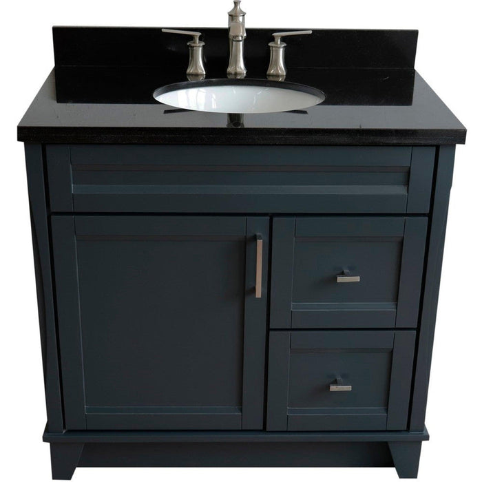 Bellaterra Home Terni 37" 1-Door 2-Drawer Dark Gray Freestanding Vanity Set - Luxe Vanity & Tub