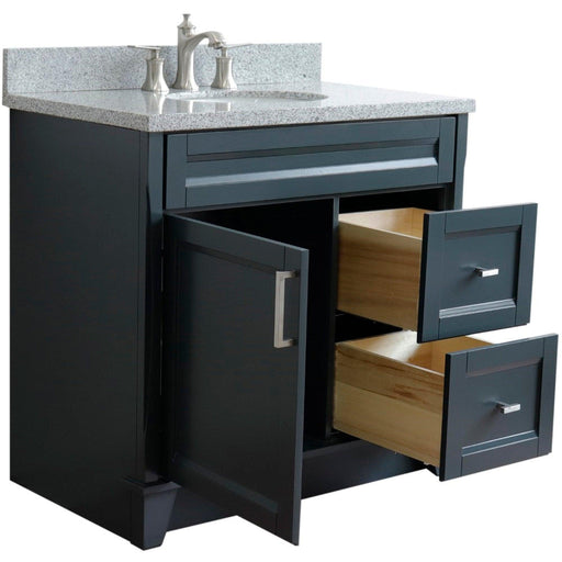 Bellaterra Home Terni 37" 1-Door 2-Drawer Dark Gray Freestanding Vanity Set - Luxe Vanity & Tub