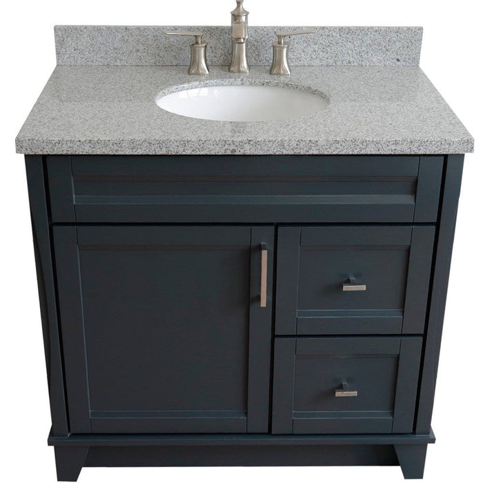 Bellaterra Home Terni 37" 1-Door 2-Drawer Dark Gray Freestanding Vanity Set - Luxe Vanity & Tub