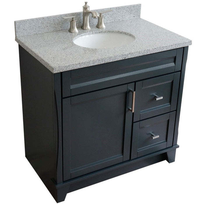 Bellaterra Home Terni 37" 1-Door 2-Drawer Dark Gray Freestanding Vanity Set - Luxe Vanity & Tub