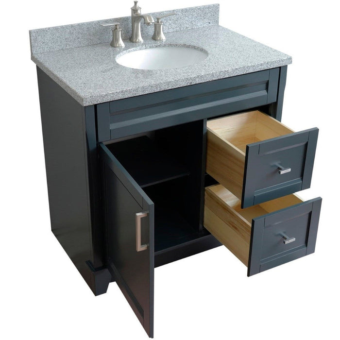 Bellaterra Home Terni 37" 1-Door 2-Drawer Dark Gray Freestanding Vanity Set - Luxe Vanity & Tub