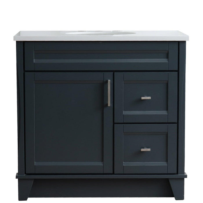 Bellaterra Home Terni 37" 1-Door 2-Drawer Dark Gray Freestanding Vanity Set - Luxe Vanity & Tub