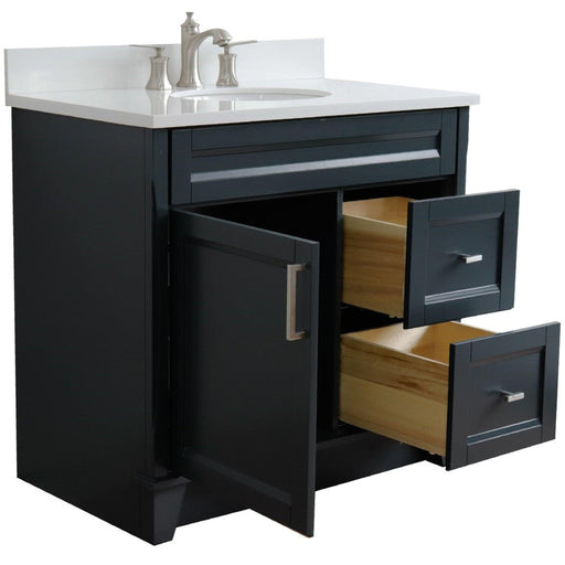 Bellaterra Home Terni 37" 1-Door 2-Drawer Dark Gray Freestanding Vanity Set - Luxe Vanity & Tub