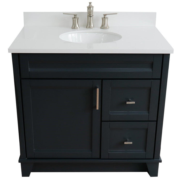 Bellaterra Home Terni 37" 1-Door 2-Drawer Dark Gray Freestanding Vanity Set - Luxe Vanity & Tub