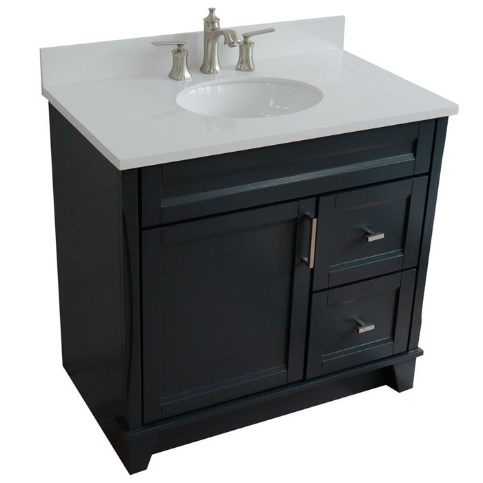 Bellaterra Home Terni 37" 1-Door 2-Drawer Dark Gray Freestanding Vanity Set - Luxe Vanity & Tub