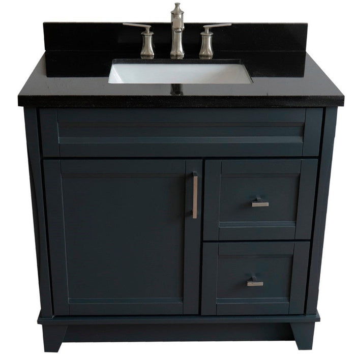 Bellaterra Home Terni 37" 1-Door 2-Drawer Dark Gray Freestanding Vanity Set - Luxe Vanity & Tub