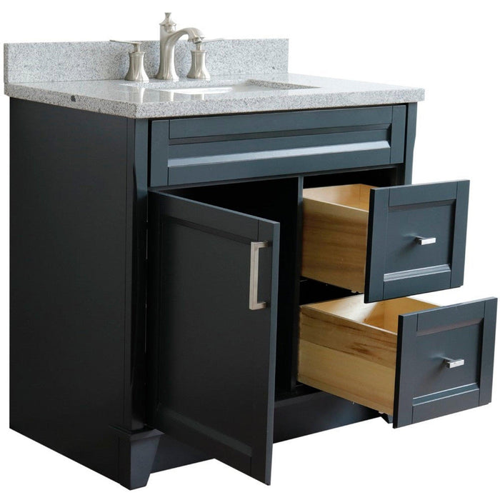 Bellaterra Home Terni 37" 1-Door 2-Drawer Dark Gray Freestanding Vanity Set - Luxe Vanity & Tub