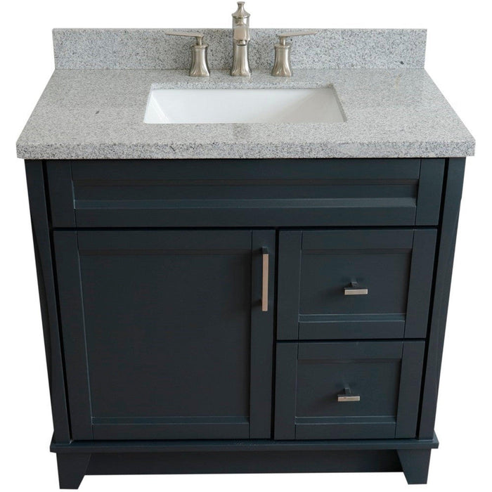 Bellaterra Home Terni 37" 1-Door 2-Drawer Dark Gray Freestanding Vanity Set - Luxe Vanity & Tub