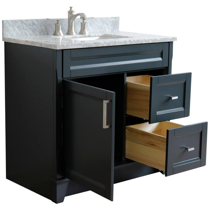 Bellaterra Home Terni 37" 1-Door 2-Drawer Dark Gray Freestanding Vanity Set - Luxe Vanity & Tub