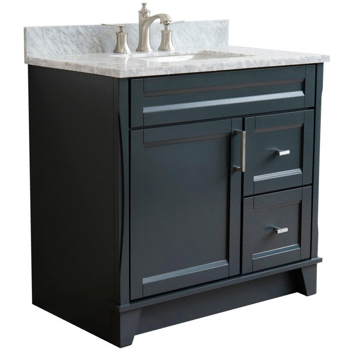 Bellaterra Home Terni 37" 1-Door 2-Drawer Dark Gray Freestanding Vanity Set - Luxe Vanity & Tub