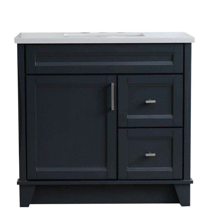 Bellaterra Home Terni 37" 1-Door 2-Drawer Dark Gray Freestanding Vanity Set - Luxe Vanity & Tub