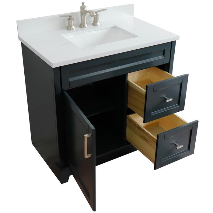 Bellaterra Home Terni 37" 1-Door 2-Drawer Dark Gray Freestanding Vanity Set - Luxe Vanity & Tub