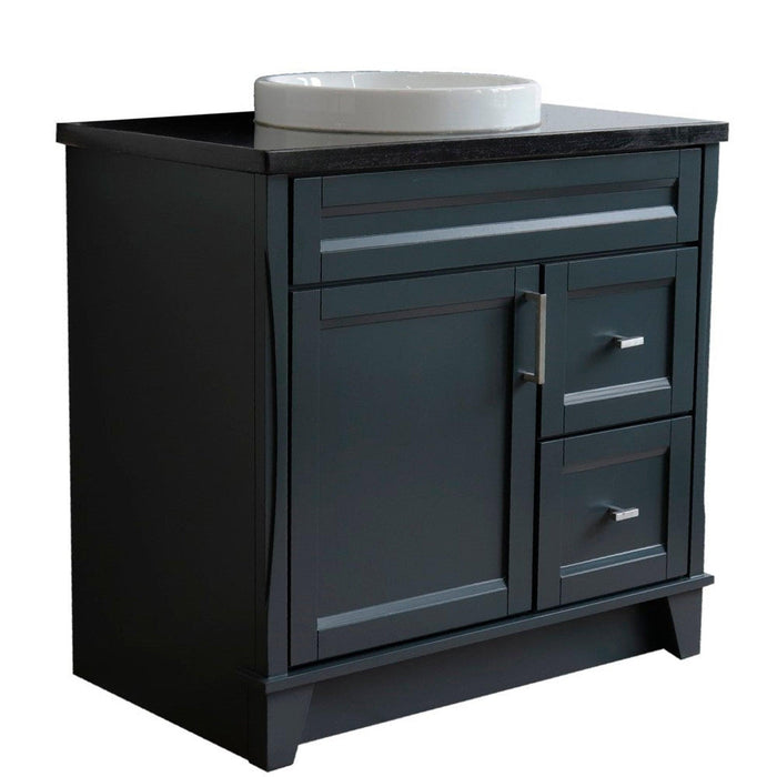 Bellaterra Home Terni 37" 1-Door 2-Drawer Dark Gray Freestanding Vanity Set - Luxe Vanity & Tub