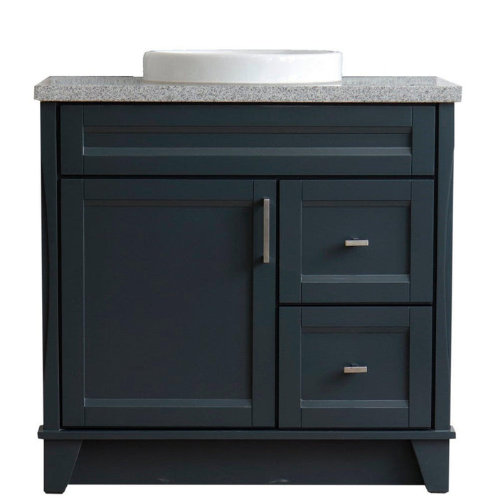 Bellaterra Home Terni 37" 1-Door 2-Drawer Dark Gray Freestanding Vanity Set - Luxe Vanity & Tub