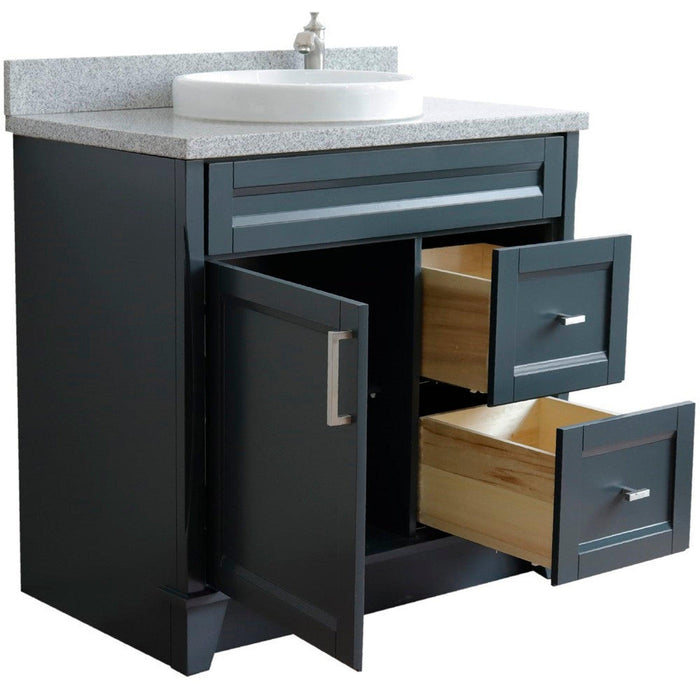 Bellaterra Home Terni 37" 1-Door 2-Drawer Dark Gray Freestanding Vanity Set - Luxe Vanity & Tub