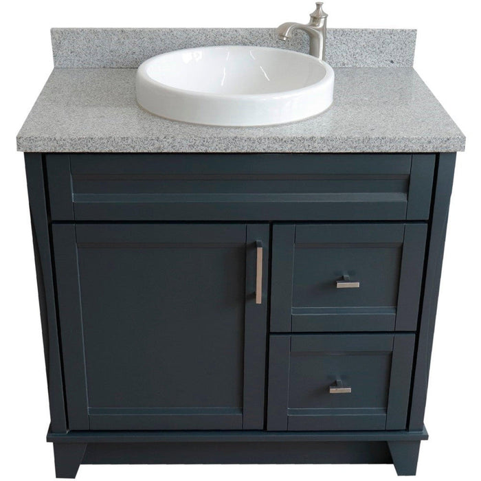 Bellaterra Home Terni 37" 1-Door 2-Drawer Dark Gray Freestanding Vanity Set - Luxe Vanity & Tub