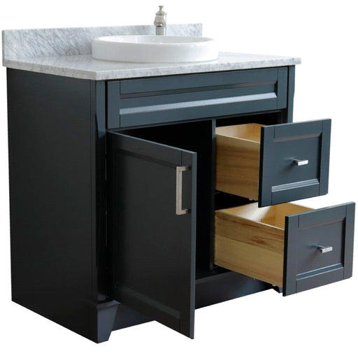 Bellaterra Home Terni 37" 1-Door 2-Drawer Dark Gray Freestanding Vanity Set - Luxe Vanity & Tub