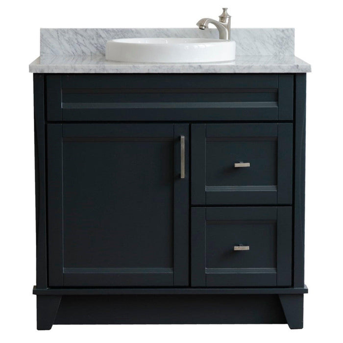 Bellaterra Home Terni 37" 1-Door 2-Drawer Dark Gray Freestanding Vanity Set - Luxe Vanity & Tub