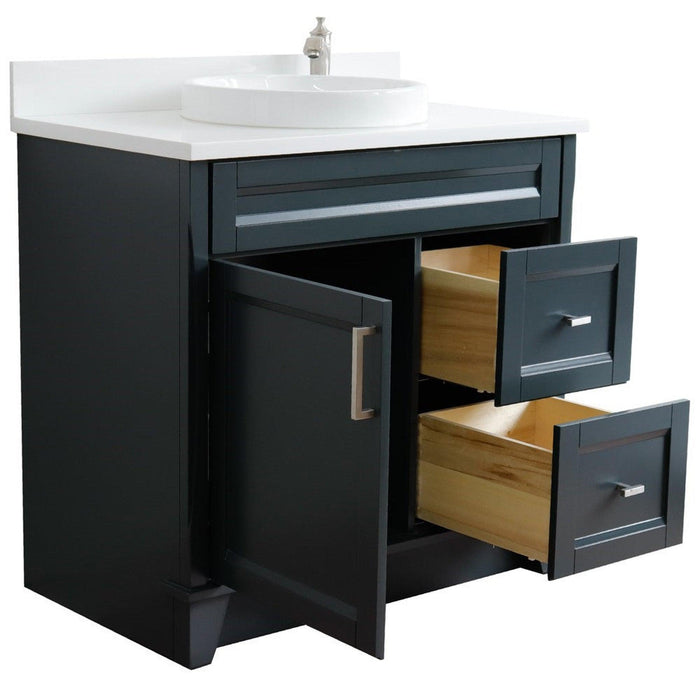 Bellaterra Home Terni 37" 1-Door 2-Drawer Dark Gray Freestanding Vanity Set - Luxe Vanity & Tub