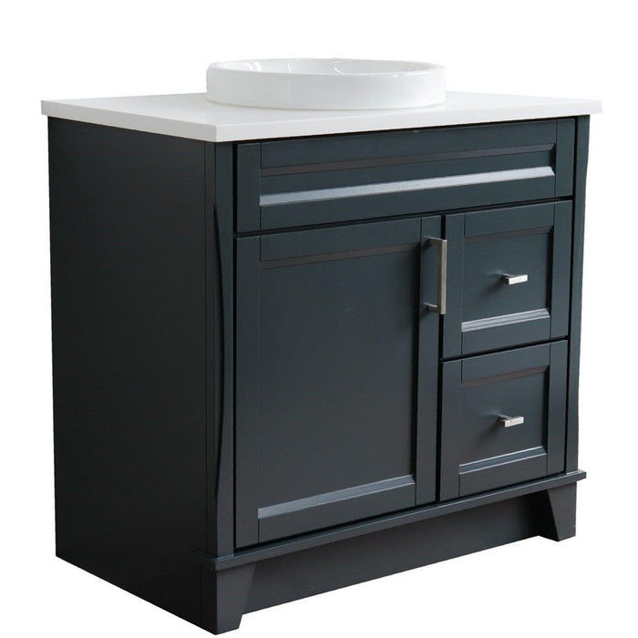 Bellaterra Home Terni 37" 1-Door 2-Drawer Dark Gray Freestanding Vanity Set - Luxe Vanity & Tub