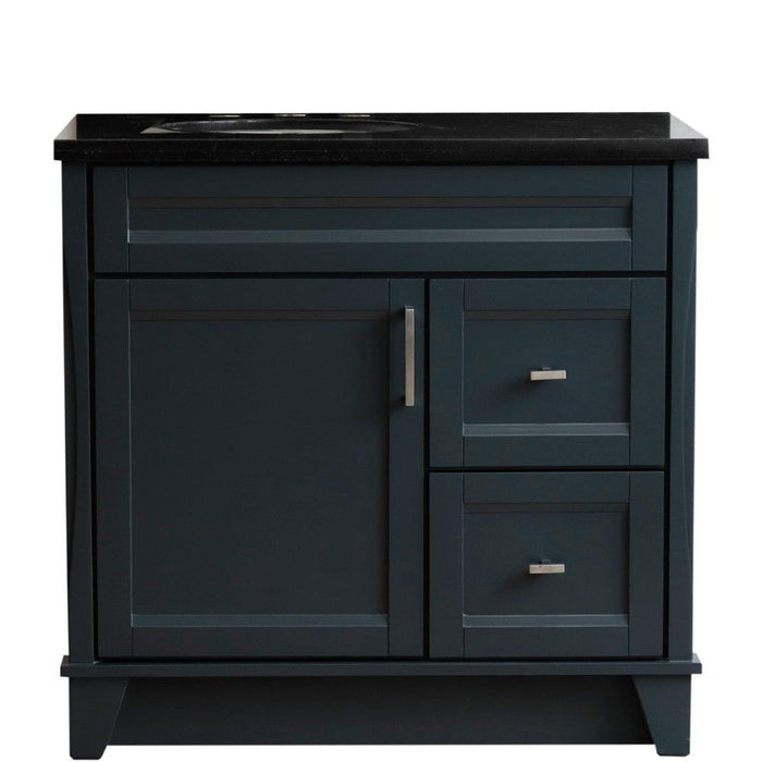 Bellaterra Home Terni 37" 1-Door 2-Drawer Dark Gray Freestanding Vanity Set - Luxe Vanity & Tub