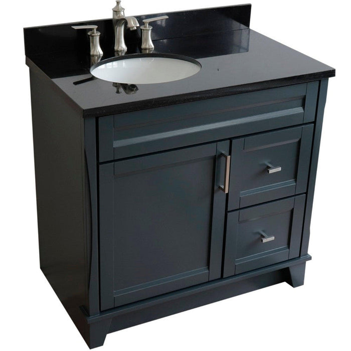 Bellaterra Home Terni 37" 1-Door 2-Drawer Dark Gray Freestanding Vanity Set - Luxe Vanity & Tub