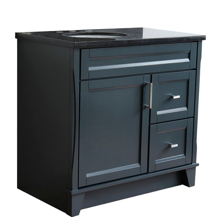 Bellaterra Home Terni 37" 1-Door 2-Drawer Dark Gray Freestanding Vanity Set - Luxe Vanity & Tub