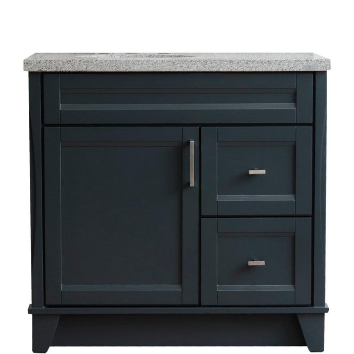 Bellaterra Home Terni 37" 1-Door 2-Drawer Dark Gray Freestanding Vanity Set - Luxe Vanity & Tub