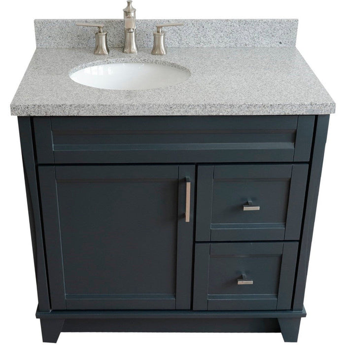 Bellaterra Home Terni 37" 1-Door 2-Drawer Dark Gray Freestanding Vanity Set - Luxe Vanity & Tub