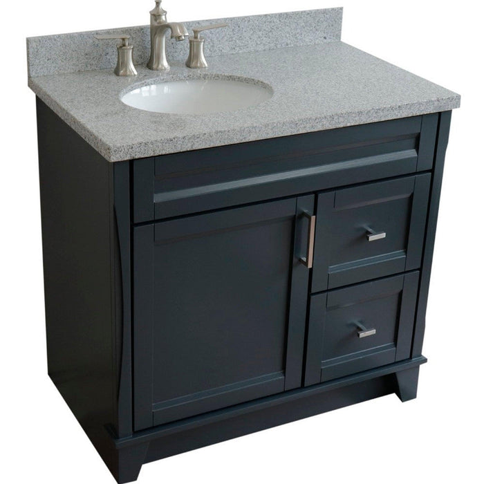 Bellaterra Home Terni 37" 1-Door 2-Drawer Dark Gray Freestanding Vanity Set - Luxe Vanity & Tub