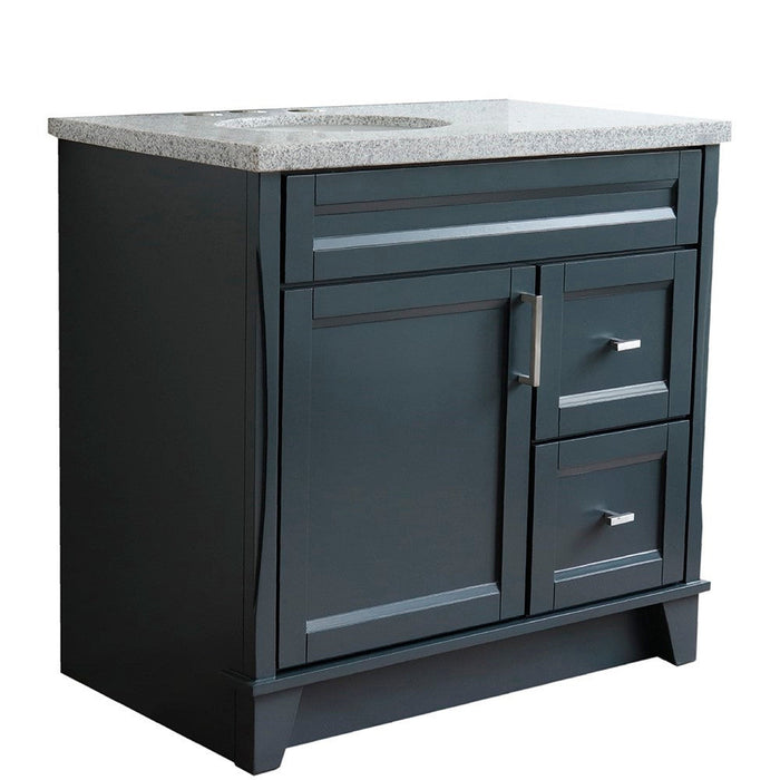 Bellaterra Home Terni 37" 1-Door 2-Drawer Dark Gray Freestanding Vanity Set - Luxe Vanity & Tub