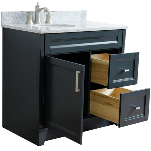 Bellaterra Home Terni 37" 1-Door 2-Drawer Dark Gray Freestanding Vanity Set - Luxe Vanity & Tub