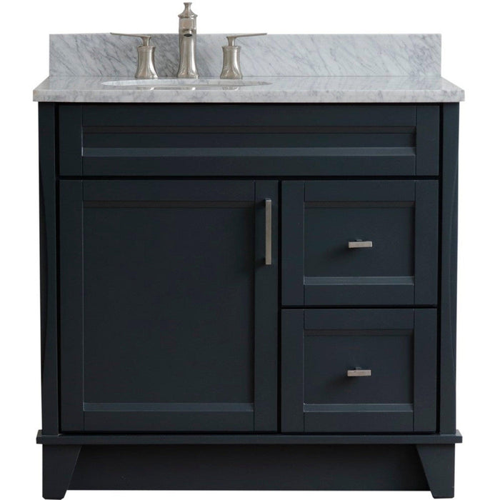 Bellaterra Home Terni 37" 1-Door 2-Drawer Dark Gray Freestanding Vanity Set - Luxe Vanity & Tub