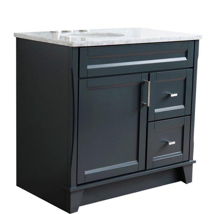 Bellaterra Home Terni 37" 1-Door 2-Drawer Dark Gray Freestanding Vanity Set - Luxe Vanity & Tub