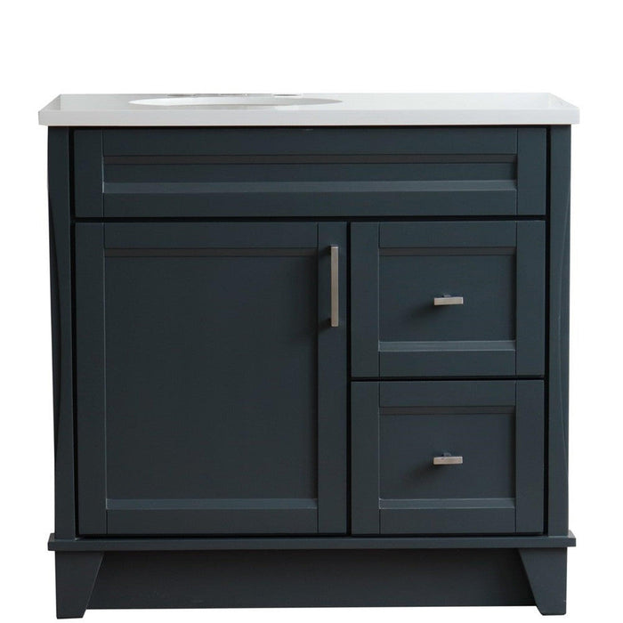 Bellaterra Home Terni 37" 1-Door 2-Drawer Dark Gray Freestanding Vanity Set - Luxe Vanity & Tub