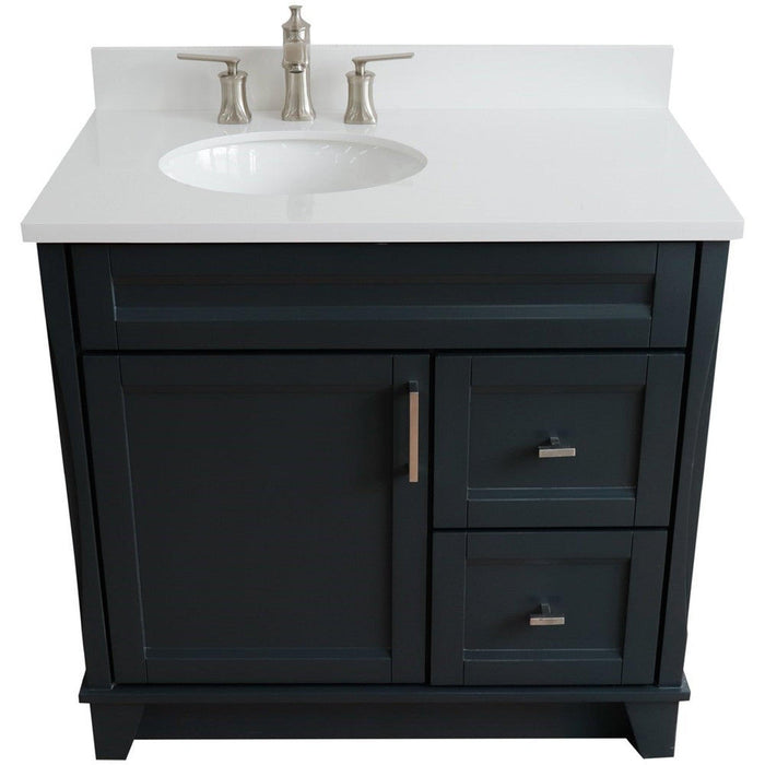 Bellaterra Home Terni 37" 1-Door 2-Drawer Dark Gray Freestanding Vanity Set - Luxe Vanity & Tub