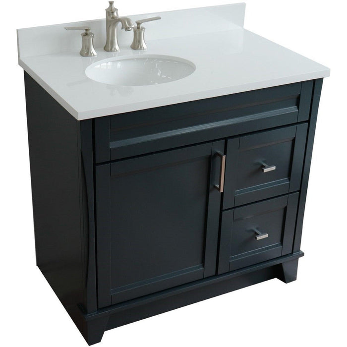 Bellaterra Home Terni 37" 1-Door 2-Drawer Dark Gray Freestanding Vanity Set - Luxe Vanity & Tub