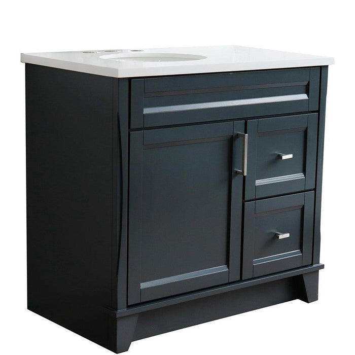 Bellaterra Home Terni 37" 1-Door 2-Drawer Dark Gray Freestanding Vanity Set - Luxe Vanity & Tub