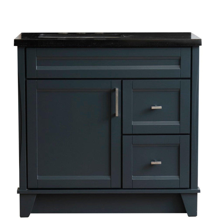 Bellaterra Home Terni 37" 1-Door 2-Drawer Dark Gray Freestanding Vanity Set - Luxe Vanity & Tub