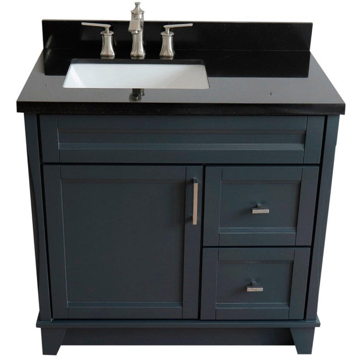 Bellaterra Home Terni 37" 1-Door 2-Drawer Dark Gray Freestanding Vanity Set - Luxe Vanity & Tub