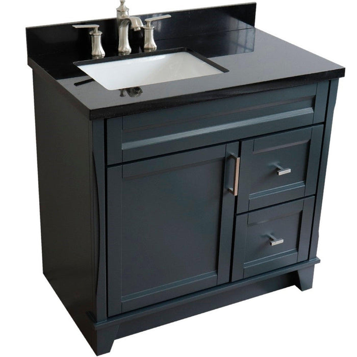 Bellaterra Home Terni 37" 1-Door 2-Drawer Dark Gray Freestanding Vanity Set - Luxe Vanity & Tub