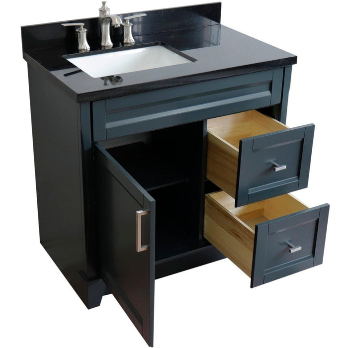 Bellaterra Home Terni 37" 1-Door 2-Drawer Dark Gray Freestanding Vanity Set - Luxe Vanity & Tub