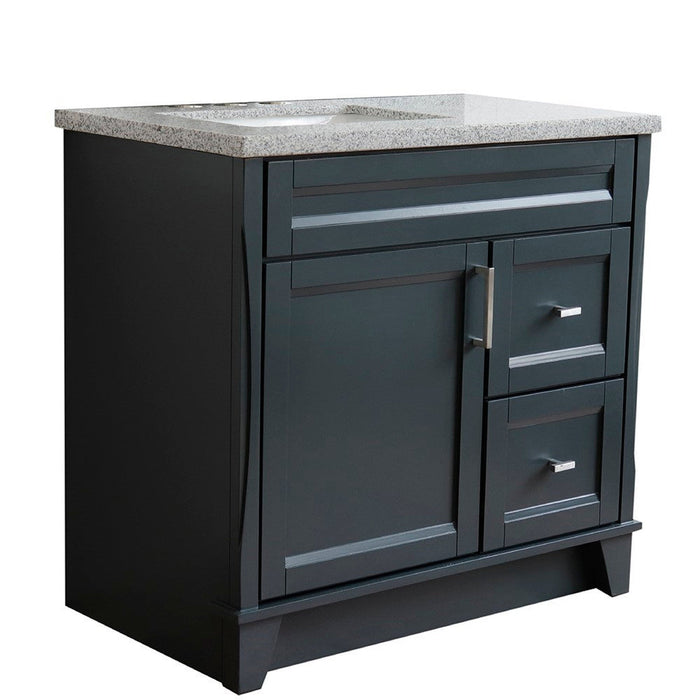 Bellaterra Home Terni 37" 1-Door 2-Drawer Dark Gray Freestanding Vanity Set - Luxe Vanity & Tub