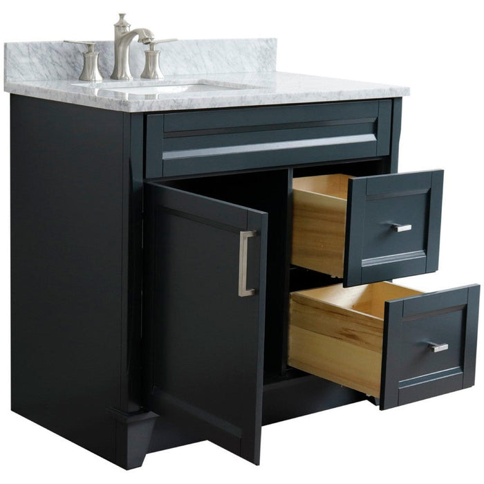 Bellaterra Home Terni 37" 1-Door 2-Drawer Dark Gray Freestanding Vanity Set - Luxe Vanity & Tub