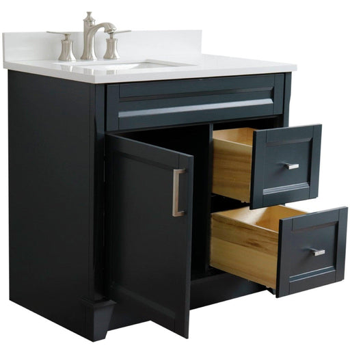 Bellaterra Home Terni 37" 1-Door 2-Drawer Dark Gray Freestanding Vanity Set - Luxe Vanity & Tub