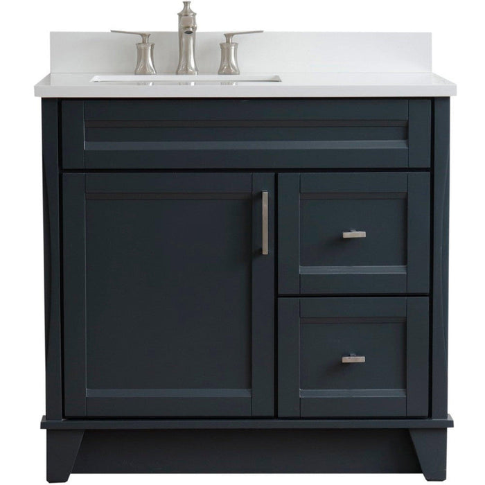 Bellaterra Home Terni 37" 1-Door 2-Drawer Dark Gray Freestanding Vanity Set - Luxe Vanity & Tub